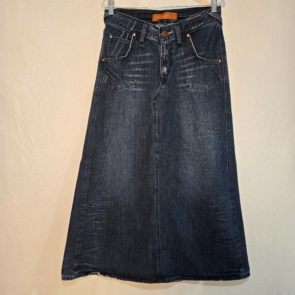 Levi's Dresses & Skirts - LEVI'S Jeans RARE Outstanding VINTAGE Distressed Flared Maxi Skirt Size 7 JR.